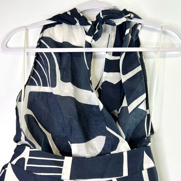 ZARA Nicole Halter Wrap Midi Dress Navy/White Print XS NEW - Picture 10 of 14
